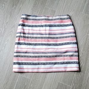 Loft Outlet Pink Black Tan White Striped Skirt Size 8